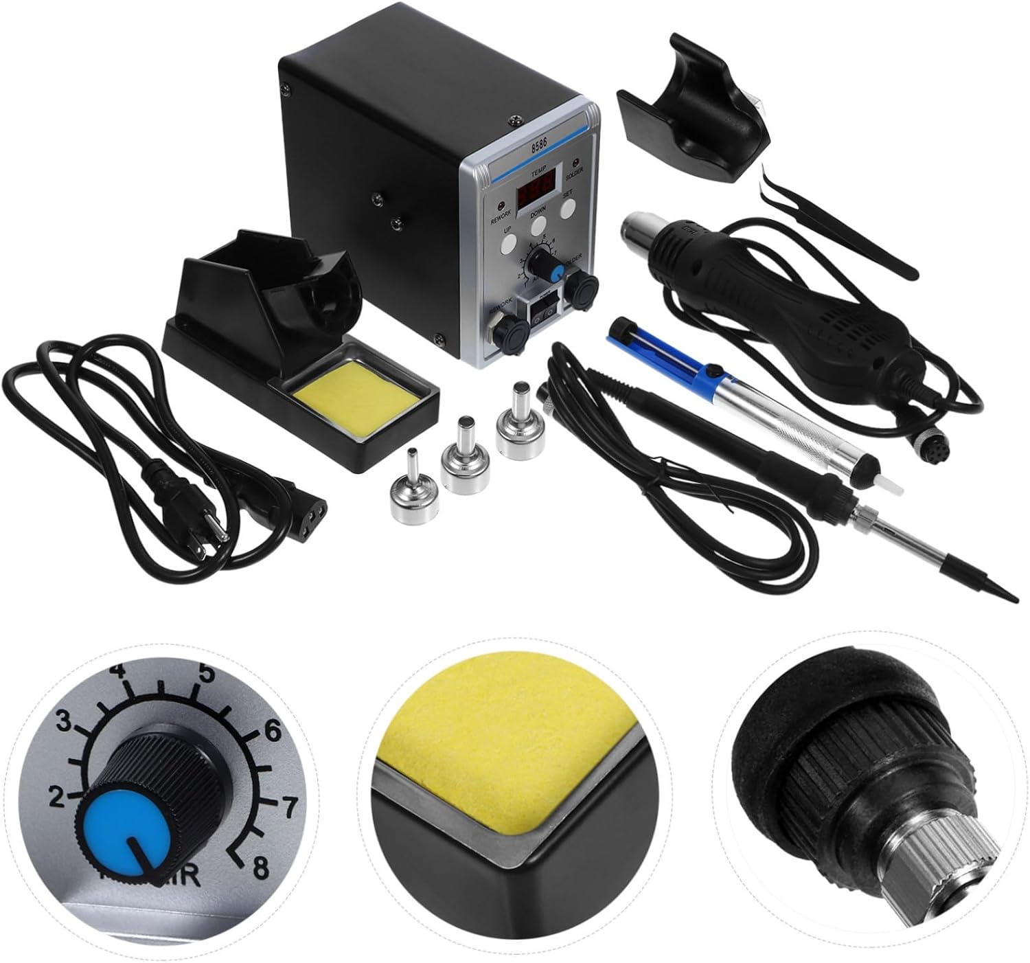 Practical Digital Display Soldering Station with Hot Air Rework Function Fast Heating US Standard Welding Repair Tool for Precise Temperature Control and Efficient Electronic