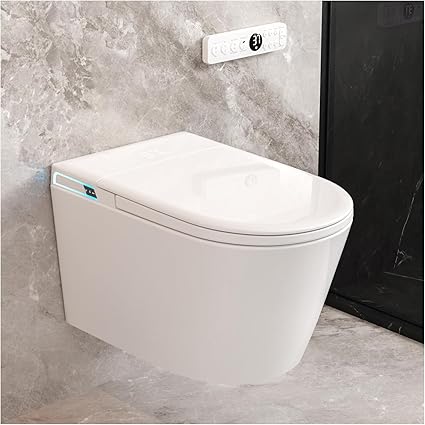 Smart Wall Hung Toilet Combo Auto Flush Auto Open Close LId Heated Seat Warm.