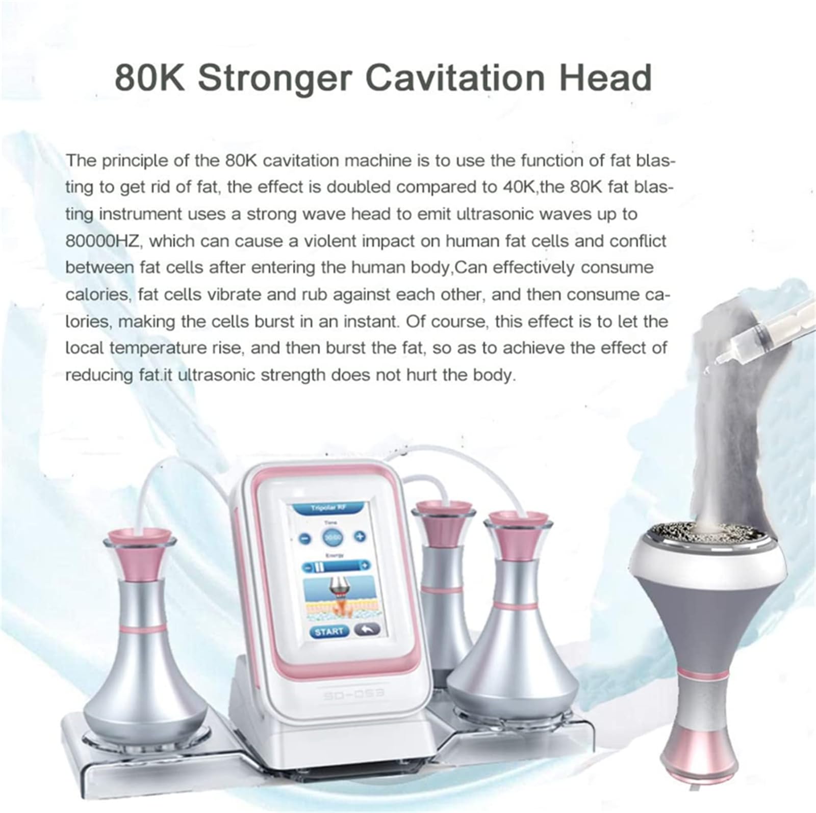 Dispositivo di riduzione della Cellulite 80K Beauty Instrument 3 in 1, massaggiatore multipolare per la rimozione del Grasso, Perdita di Peso per Viso, Braccia, Vita, Cosce, fianch