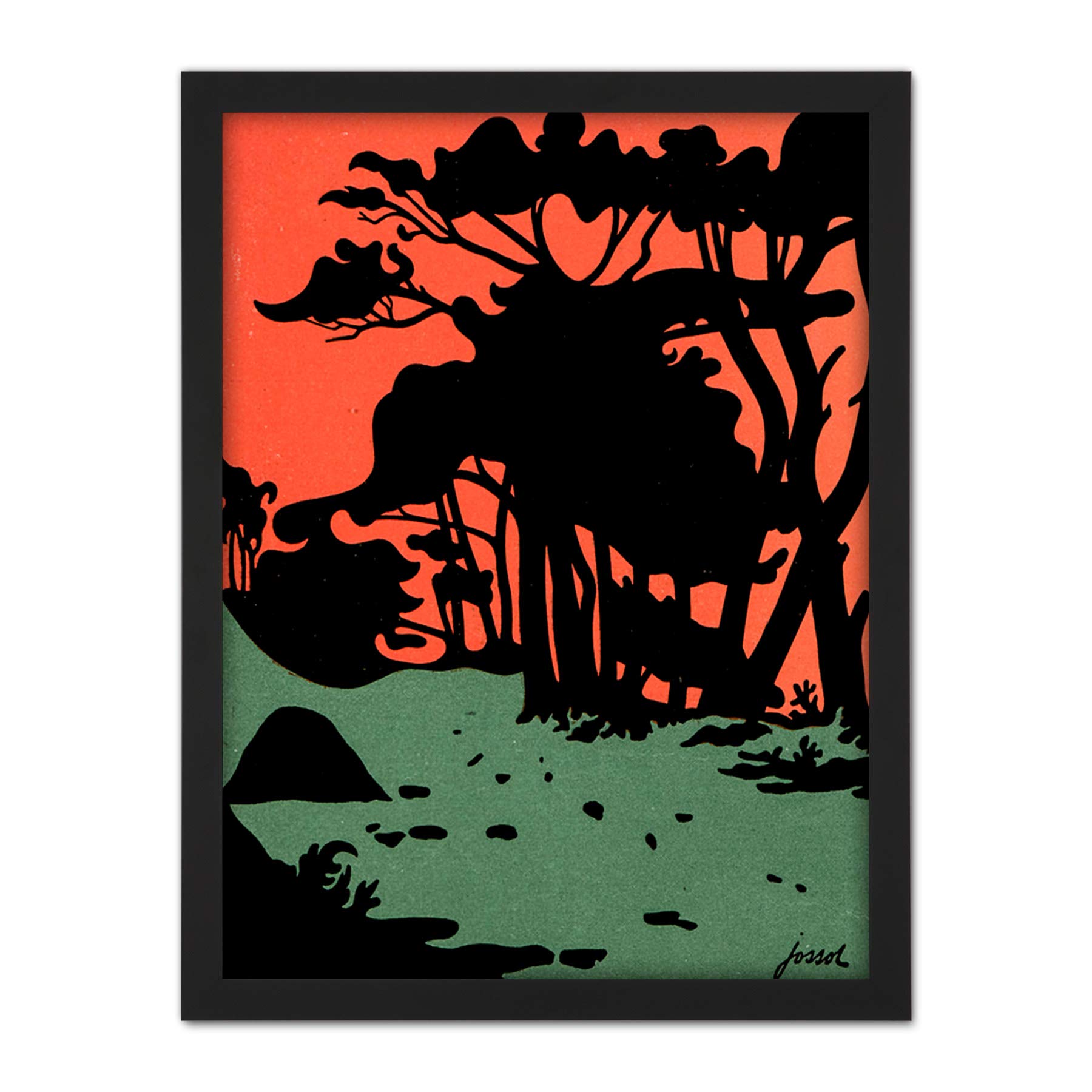 Wee Blue Coo Magazine Cover Jugend Abstract Silhouette Artwork Framed Wall Art Print 18X24 Inch