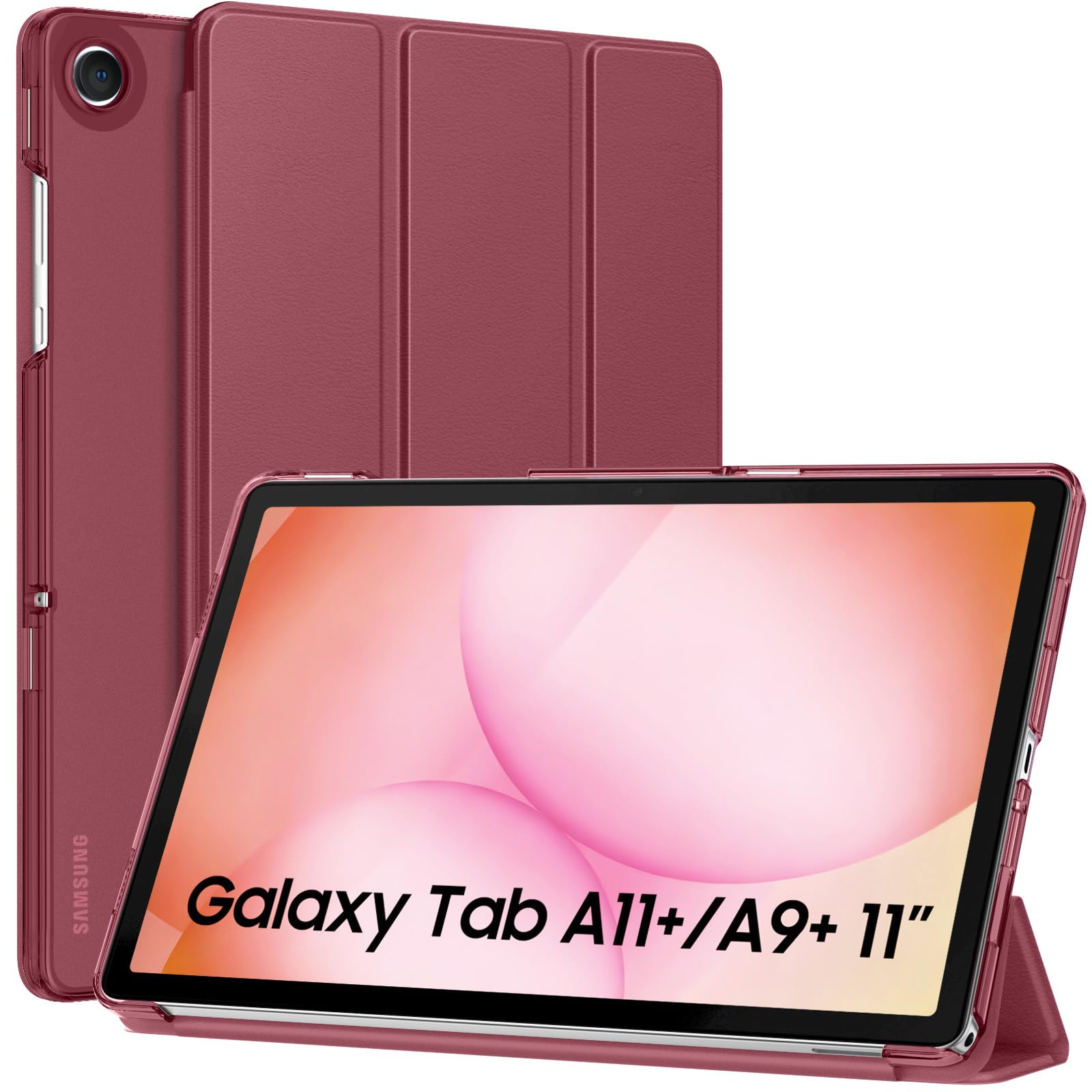 MoKo Slim Case for Samsung Galaxy Tab A11+ Plus/ A9+ Plus 11 Inch | Smart Stand Hard PC Translucent Back Shell Cover for Galaxy Tab A11+/A9+ Tablet, Auto Sleep/Wake, Rose Brown