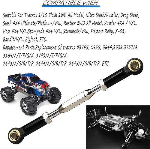 Miniatura 3 de (Actualización 2025) 3.071-4.252 in Tensores de acero inoxidableEnlace Camber para 110 Traxxas Slash 4X4 VXLRustler 4X4Stampede 4X4 VXLHoss 4X4 RC