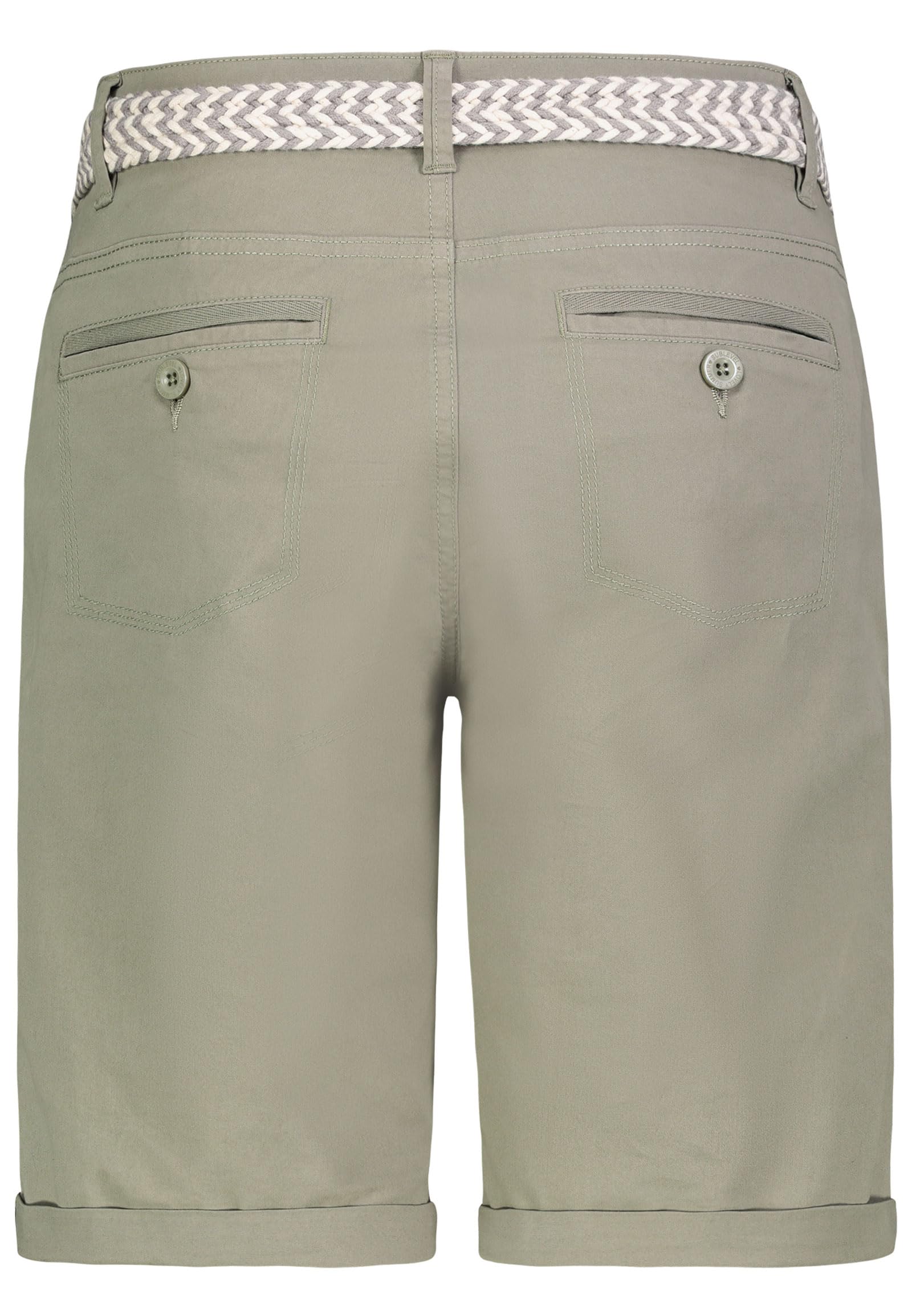 Sublevel Damen Denim Bermuda Chino Stretch Cargo Shorts mit Aufschlag Bequeme Kurze Hose im Used Look