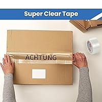 Vista 4 de Cinta de embalaje ancha resistente de 1.88 pulgadas, 1 paquete de rollos de repuesto para sellar embalaje, sellado de cajas de cartón y envío, 1