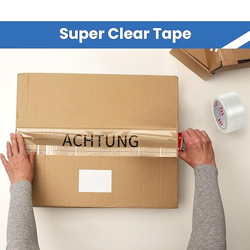 Miniatura 4 de HIZOVSEM Cinta de embalaje ancha resistente de 1.88 pulgadas, 1 paquete de rollos de repuesto para sellar embalaje, sellado de cajas de cartón y