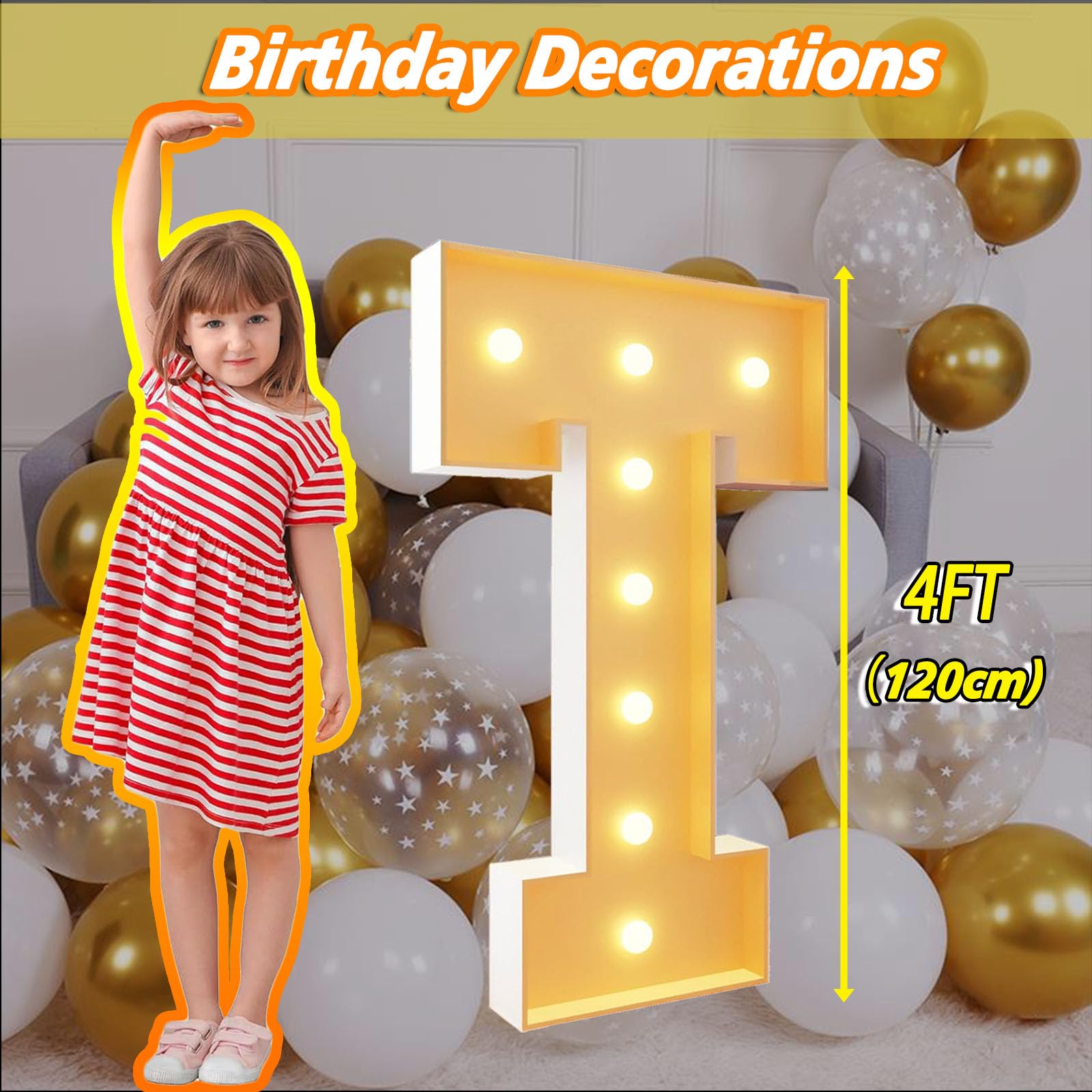 Beleuchtete Zahlen, Hochzeitsdekoration, 122 cm, Festzelt, Buchstaben, T-Mosaik, vorgeschnitten, Schaumstoffplatten-Set für Luftballons, warmweiße Buchstaben, Lampenschild für Geburtstag, Verlobung