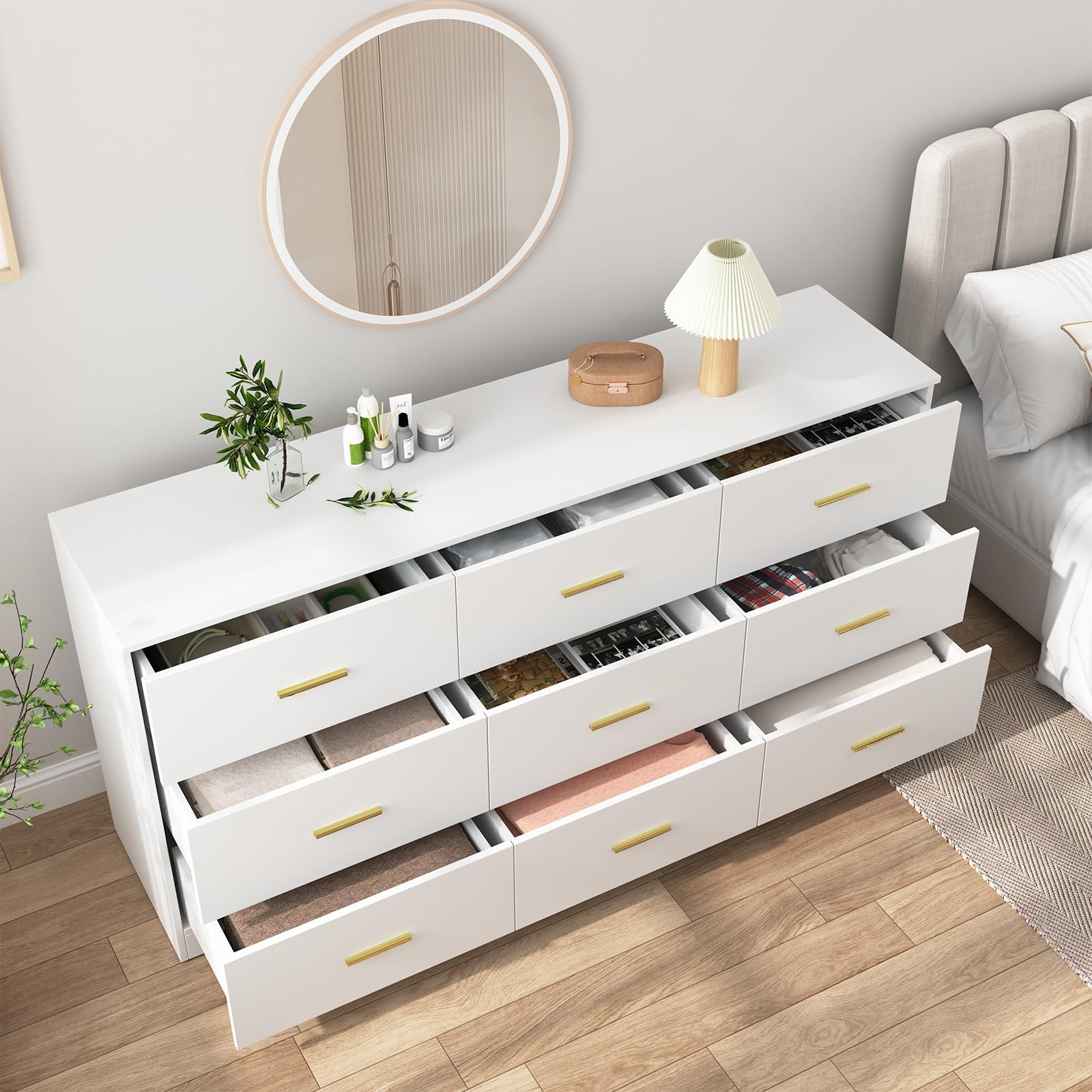 Amazon.com: Vibe & Dine White Dresser 9 Drawer, 63
