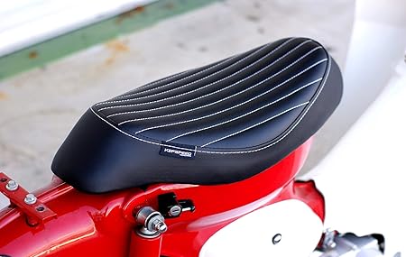 Amazon Kepspeed製 スーパーカブ用カスタムシート タイプtu ホワイトライン 縦タイプ ブラック シート本体 車 バイク
