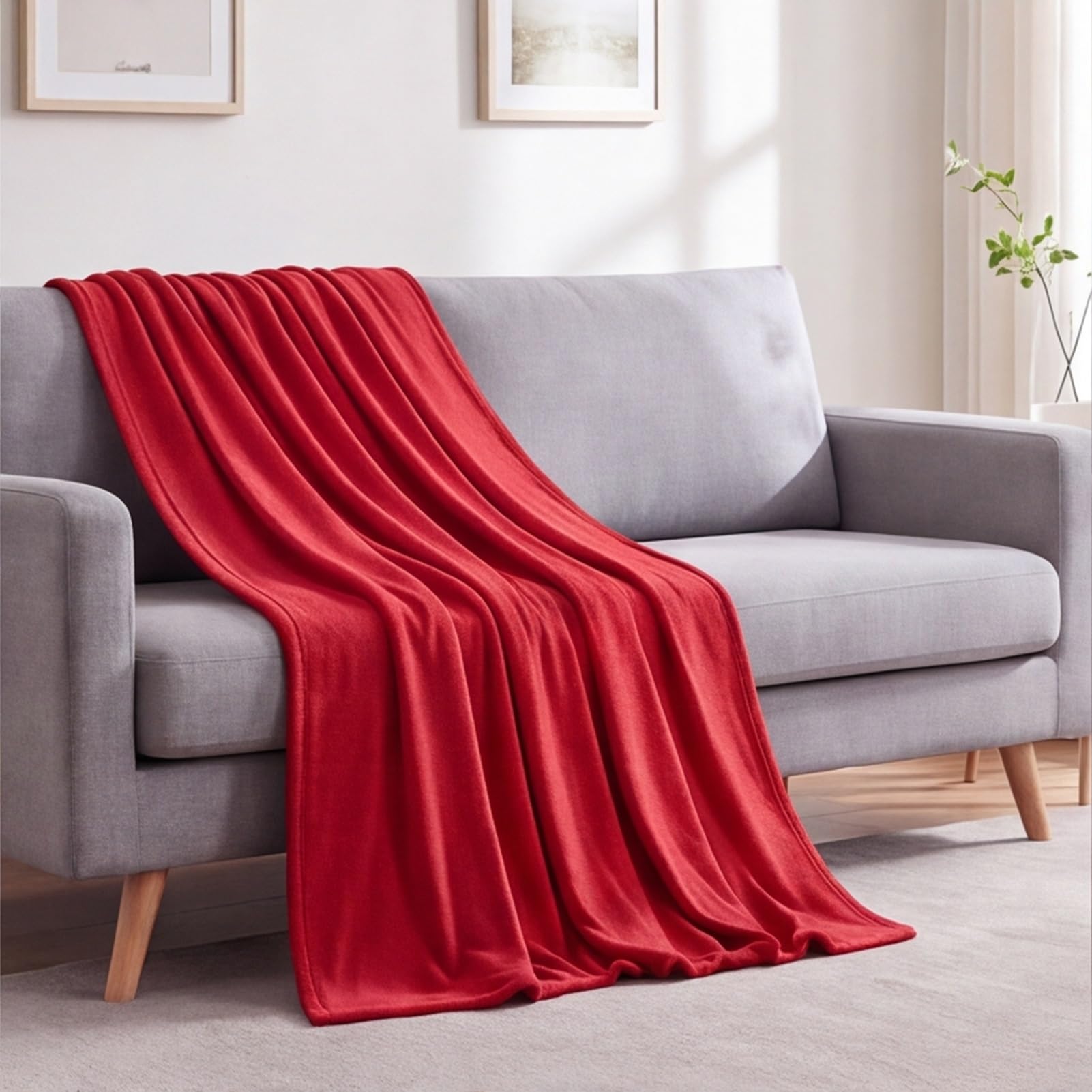 Fleecedecke 200 x 220 cm Weich/Warm/Leicht Wohndecke Kuscheldecke Geeignet für Alle Jahreszeiten für Sofa Schlafzimmer, Rot