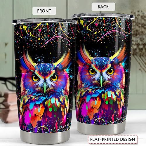 Miniatura 2 de SANDJEST Vaso de búho con diseño de búho, regalos para mujeres, niñas, adolescentes, vasos aislados de acero inoxidable de 20 onzas, taza de viaje