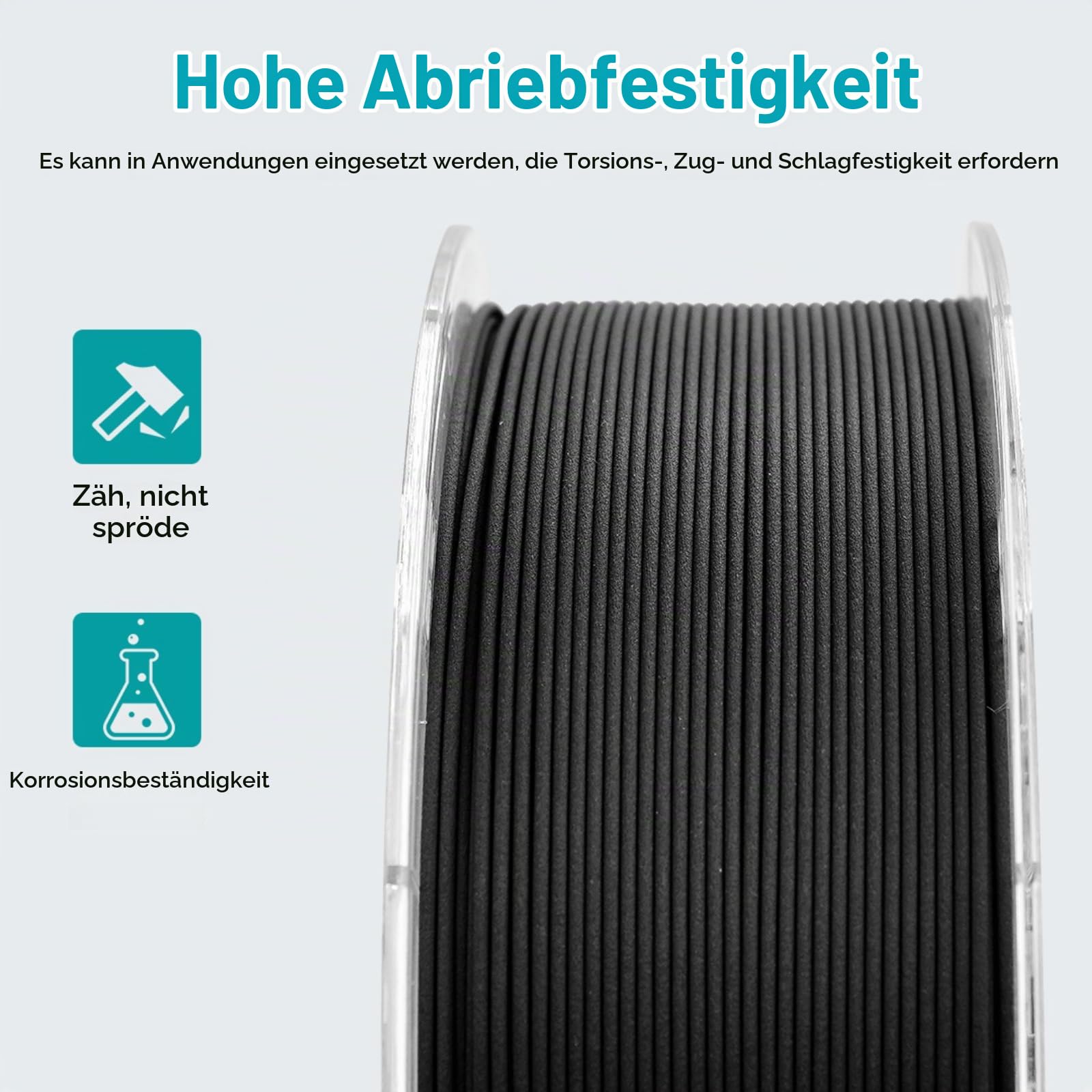 YXPOLYER Nylon kohlefaser Filament, Carbon Fiber 3D Drucker Filament PA6-CF 1,75 mm1 kg PA CF 3D-Druck-Filament