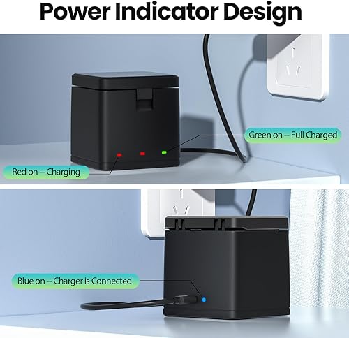 Miniatura 4 de Paquete de 2 baterías de 1800 mAh para GoPro Hero 12 negro con estación de carga de batería de 3 canales compatible con GoPro Hero 12, GoPro Hero