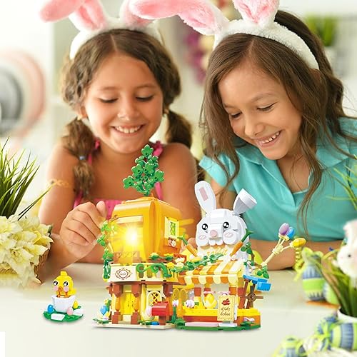 Miniatura 7 de QLT - Kit de construcción de casa de zanahoria de conejo de Pascua, 748 piezas, compatible con Lego Chick, conejo, decoraciones de Pascua, regalos
