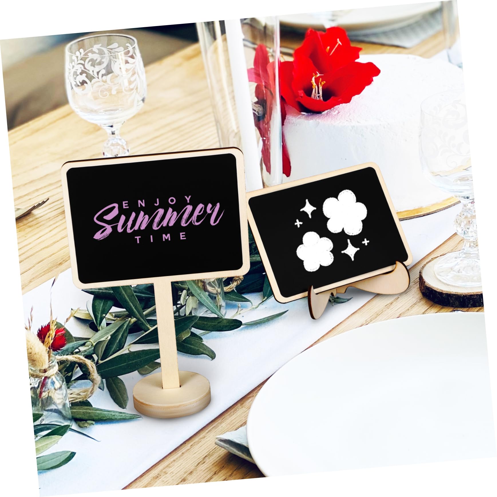 Mini Kreidetafel Teilig mit Ständern Wiederverwendbare Kleine Holzschilder mit Aufklebern Beschreibbare Tafeln für Buffets Food Labels Party und Hochzeit Stabiler Zufällige Farbe