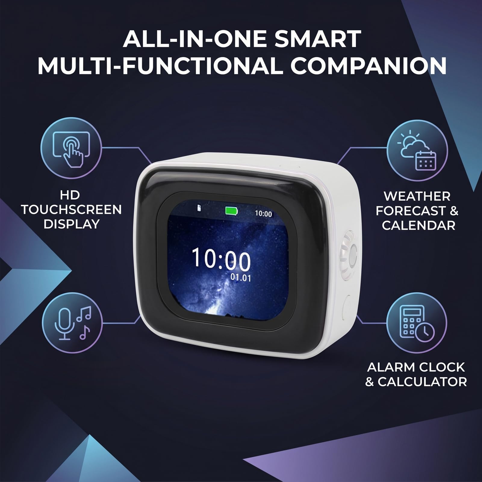 Cosiki Touchscreen Bluetooth Speaker with Alarm Clock
