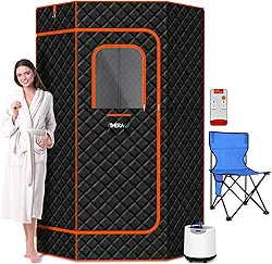 iTHERAU XL Sauna Portátil para Casa, Tenda de Sauna a Vapor Sala de Sauna Pessoal de Corpo Inteiro com Vaporizador 3L 1200w, Controlo Remoto, 9 Níveis de Calor, Temporizador de 90 Mins, Cadeira