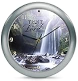 Mark Feldstein & Associates Inspirational Waterfall Trust Silver Tone 8 inch Three Hymn Sound Clock