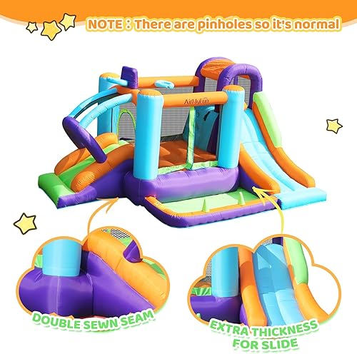 Miniatura 6 de AirMyFun Casa inflable con soplador, casa inflable para niños al aire libre, castillo inflable con tobogán para patio trasero familiar