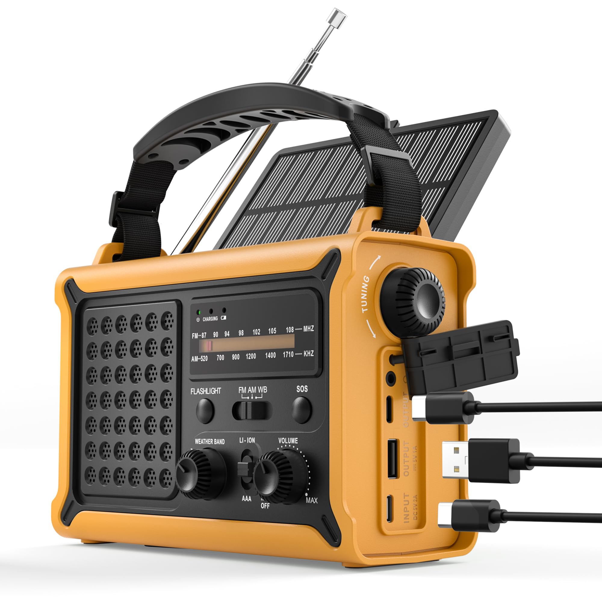 Hand Crank Emergency Radio Solar with 12000mAh Power Bank NOAA AM FM Weather Alert 5W LED Flashlight Reading