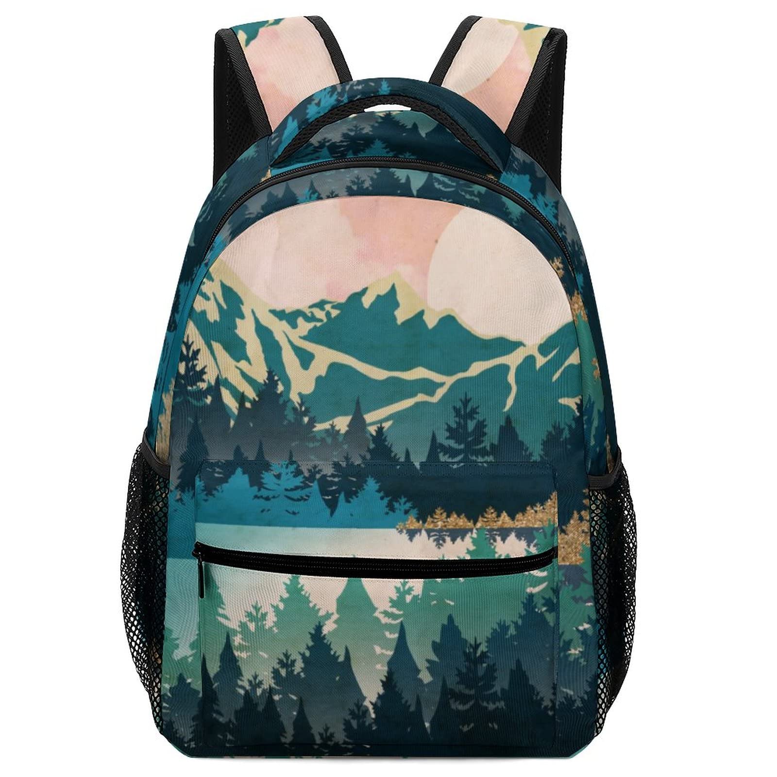 Kids Backpack for School, Nature Tapestries Mountain Pattern Students Bookbags School Bags Girls Boys
