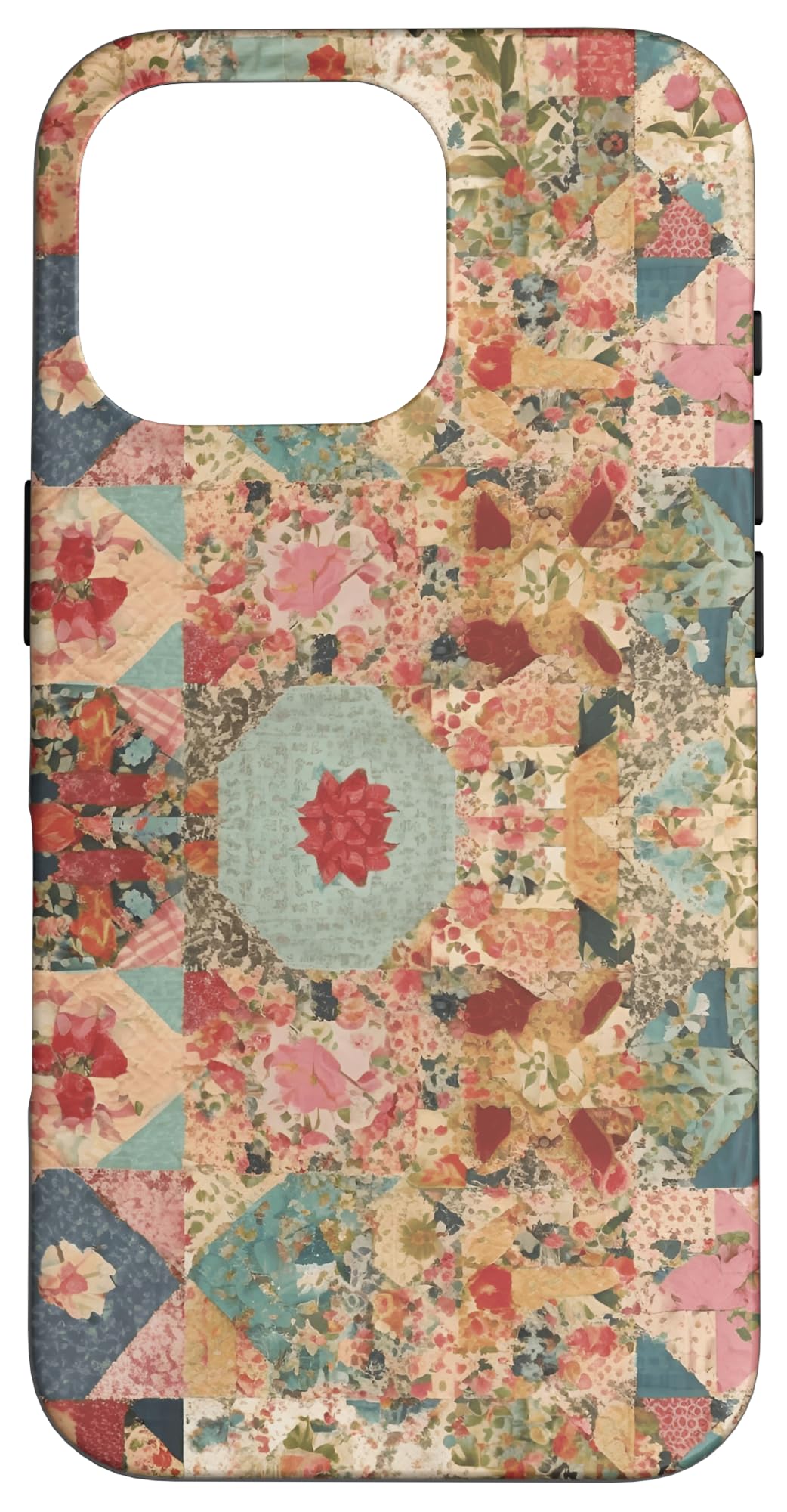Vintage Floral Patchwork Quilt Pattern Retro Boho Patchwork Case for iPhone 16 Pro