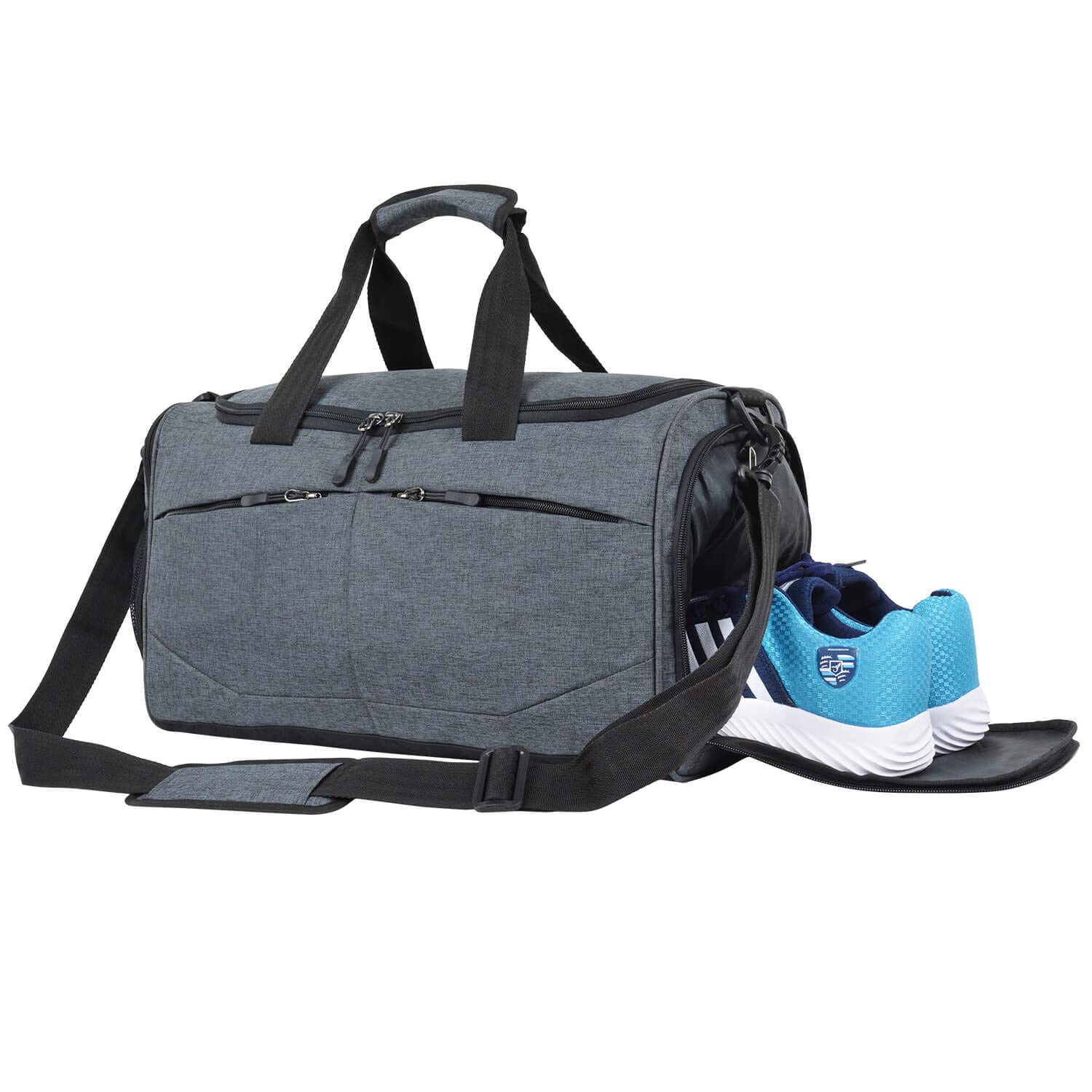 Men's and Women's Polyester Gym Sports Duffle Bag with Wet Pocket Shoe Compartment for Training, Outdoor, Yoga, Overnight Travel - Medium Size (Dark Grey 28L)-image-15