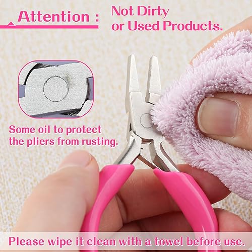 Miniatura 50 de SPEEDWOX Mini alicates de punta larga de 3 pulgadas con mango de PVC rosa para fabricación de joyas, envoltura de alambre, cuentas, manualidades