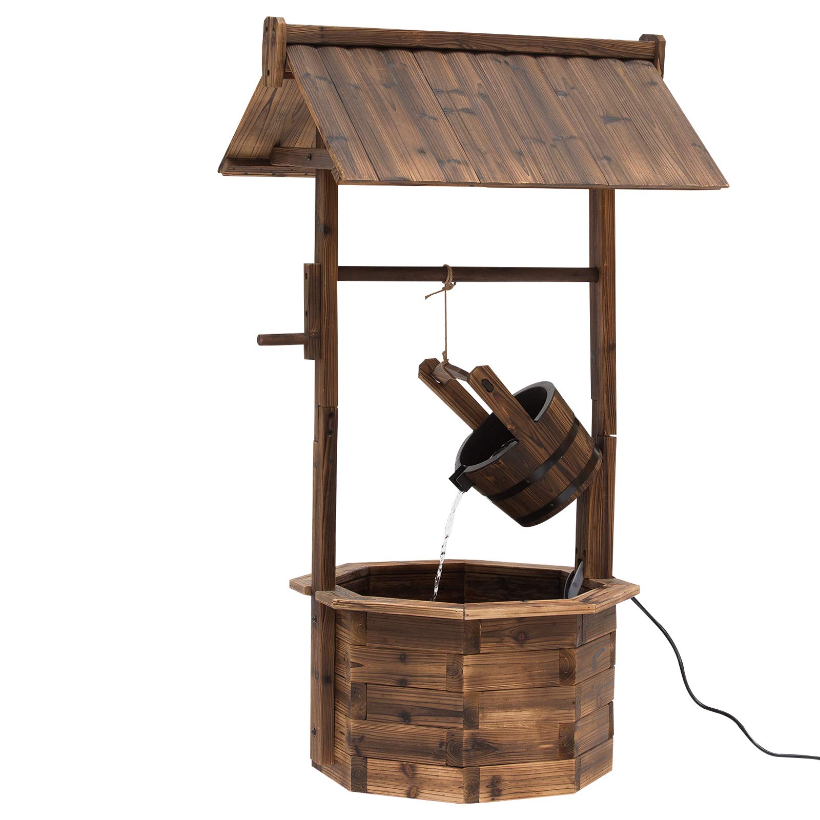 Outsunny Fontaine en Bois Outdoor Fontaine de Jardin avec Eau ruisselante Bassin de décoration Ornements Pompe Jeu d'eau Fontaine de terrasse pour Jardin terrasse pelouse 68 x 57 x 118 cm Marron