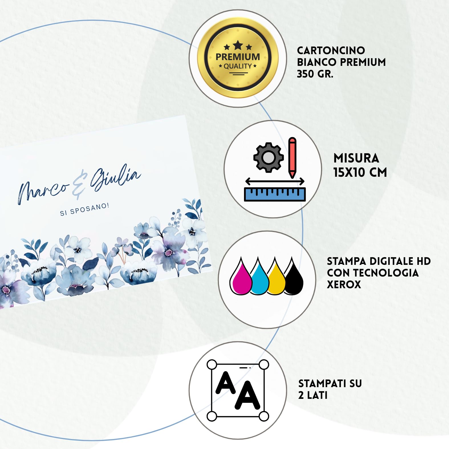 20 Pezzi Partecipazioni Matrimonio Nozze Personalizzate Moderne Eleganti con Stampa Inclusa ed Economiche con Busta, Inviti Personalizzati Vari Modelli a Tema (Modello 2)
