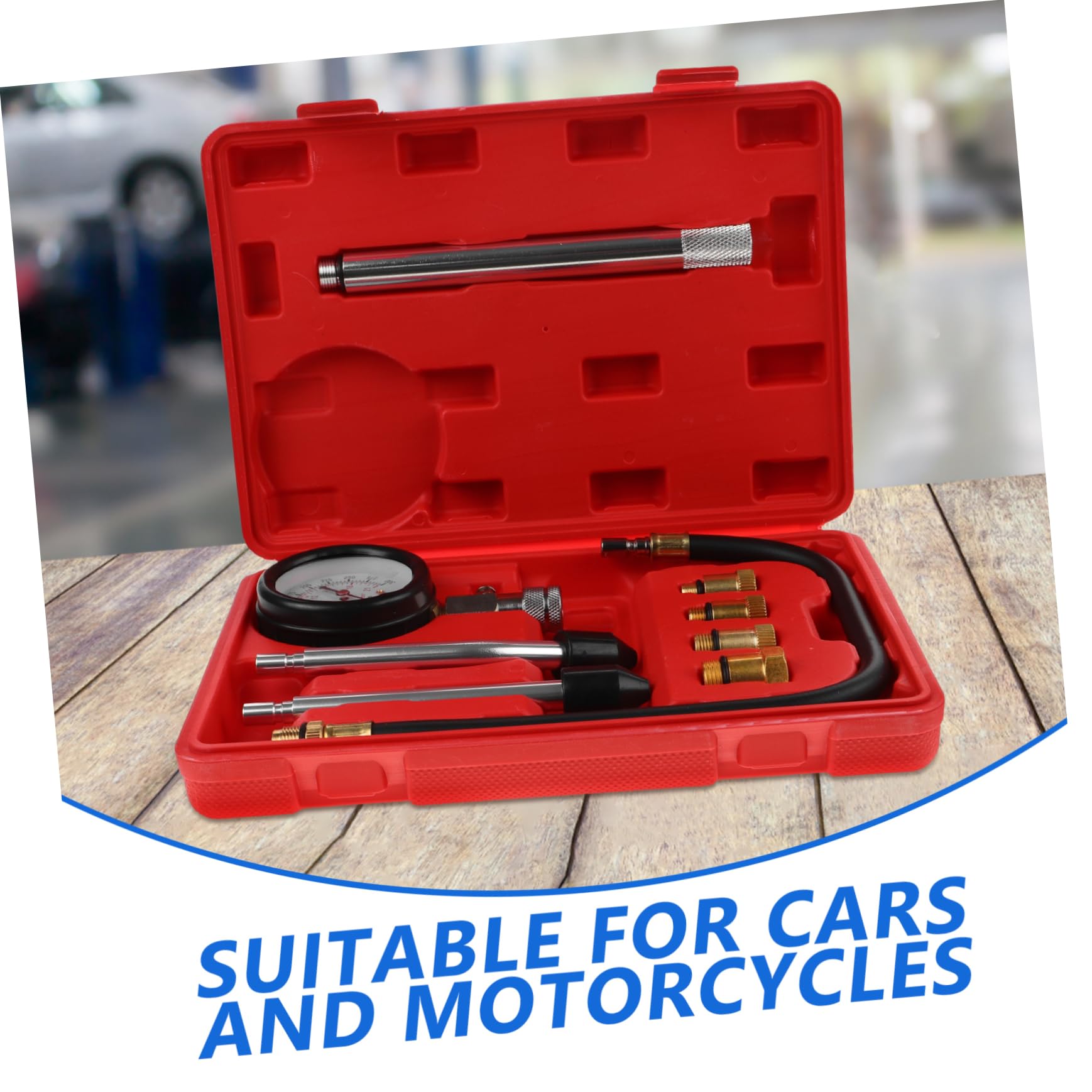 Cabilock Tester Compressione Del Cilindro Per Auto e Misuratore Pressione Per Riparazioni Kit Test Compressione Completo Strumento Adattabile Per Piccoli Motori e Motori Fuoribordo