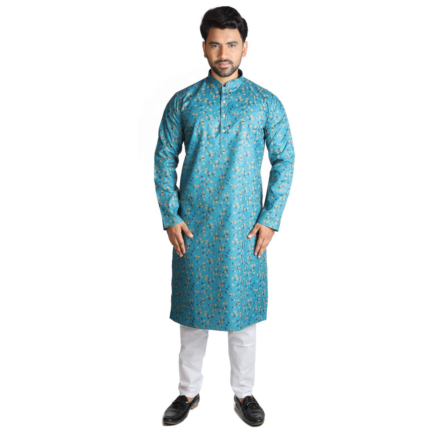 Men's Magic Printed Leaf Kurta Pyjama Set