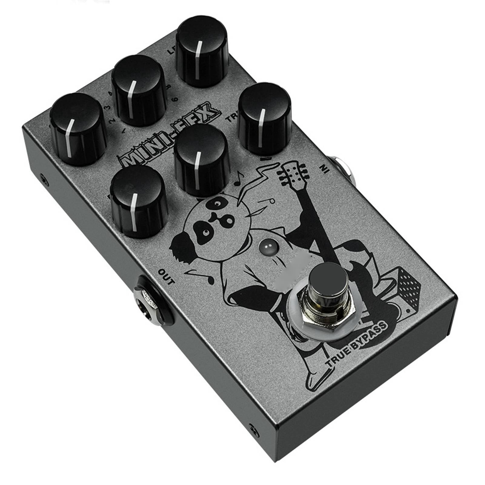Alomejor Mini Gitara z Zniekształconym Pedałem, Metalowa Konstrukcja Premium, 9 Tonów, Regulacja Korektora dla Muzyków w Ruchu, Rozmiar Metalowy
