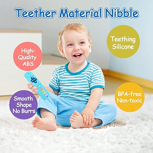 Miniatura 2 de Juguetes de dentición para bebé, paquete de 2 para 0 a 12 meses, mordedor a control remoto, juguetes infantiles para bebé niño y niña (gris + azul)