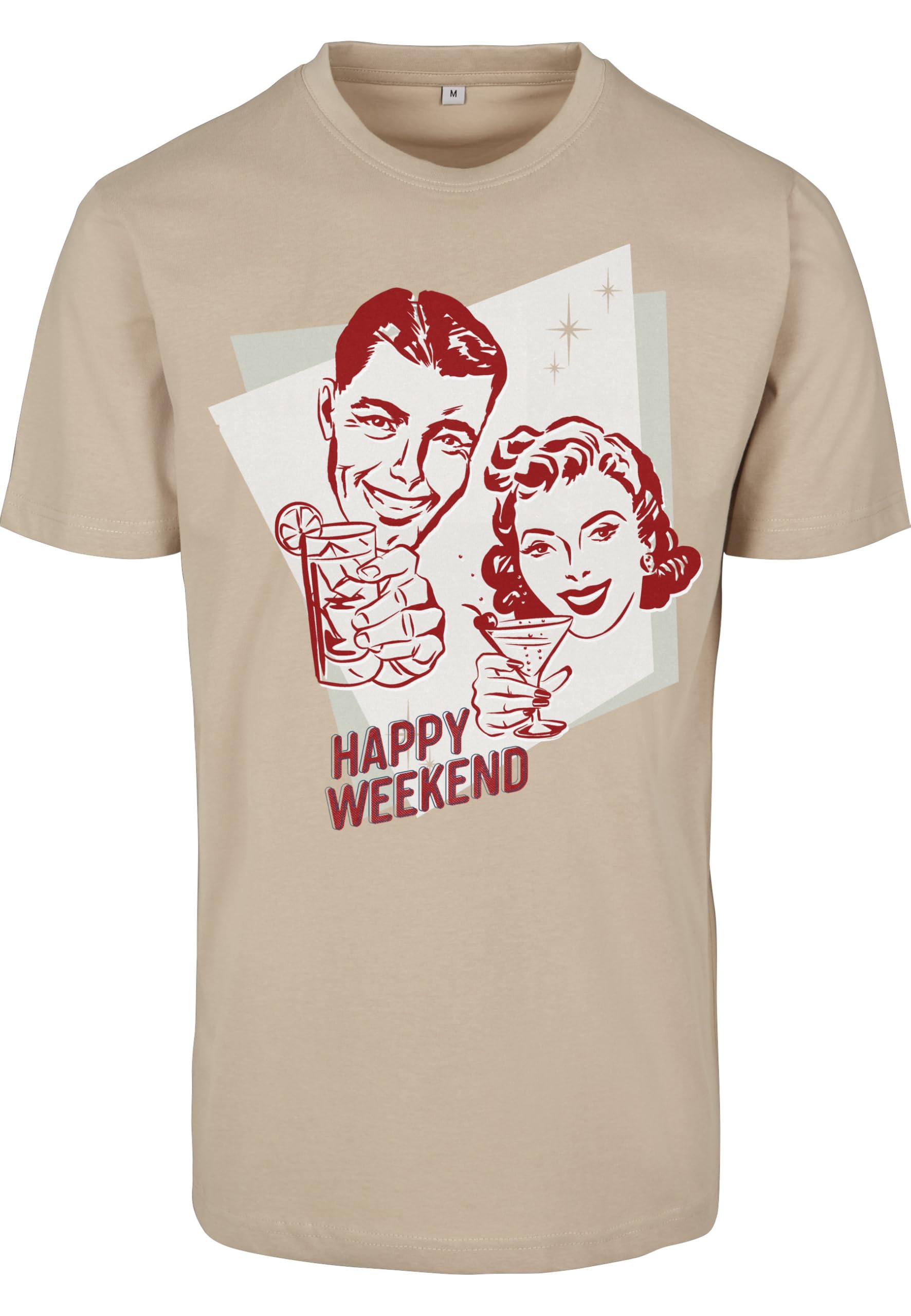 Mister Tee Damen Ladies Happy Weekend Tee T-Shirt, Sand, XS