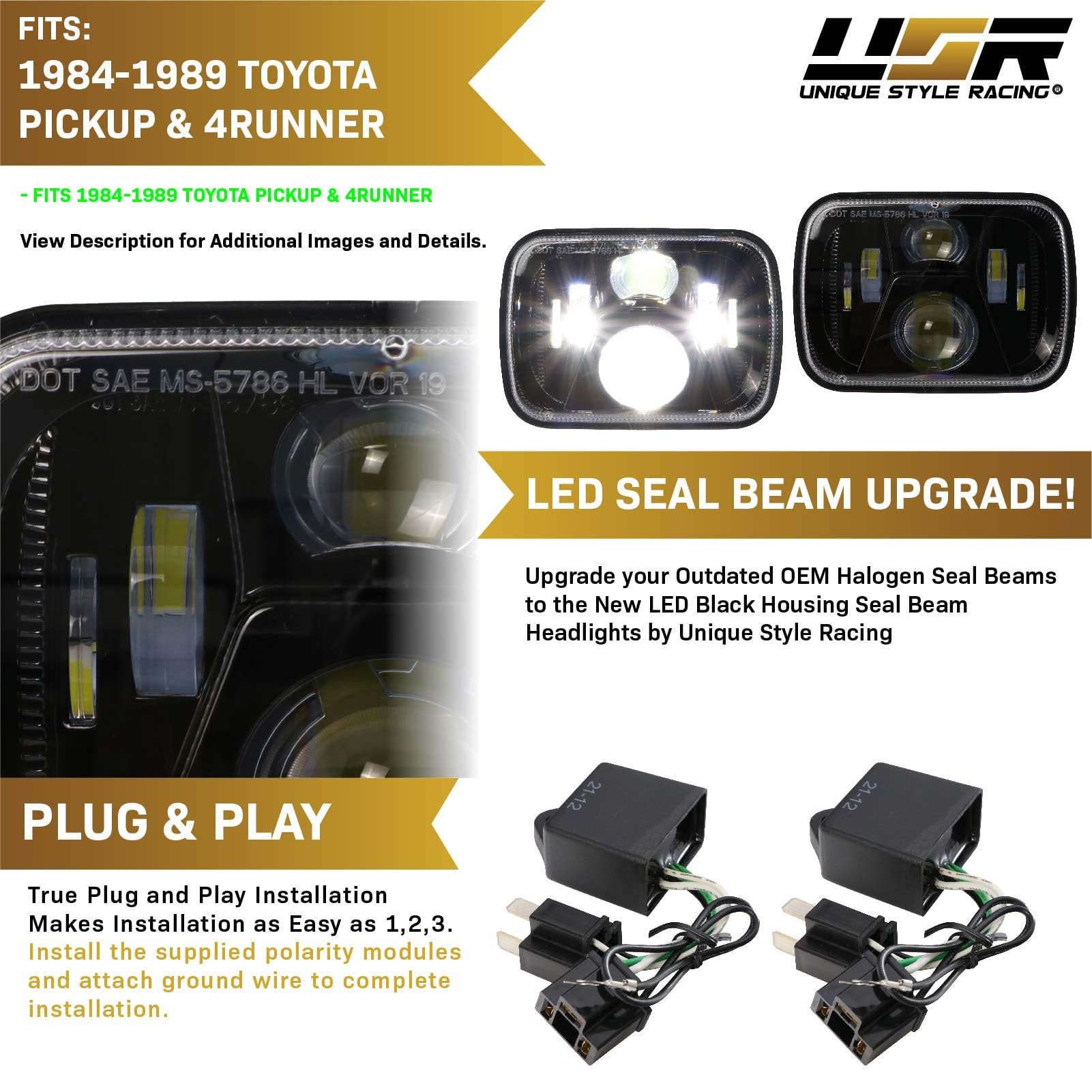 USR 84-88 Pick Up 7x6 H6054 LED Sealed Beam Projector Headlight