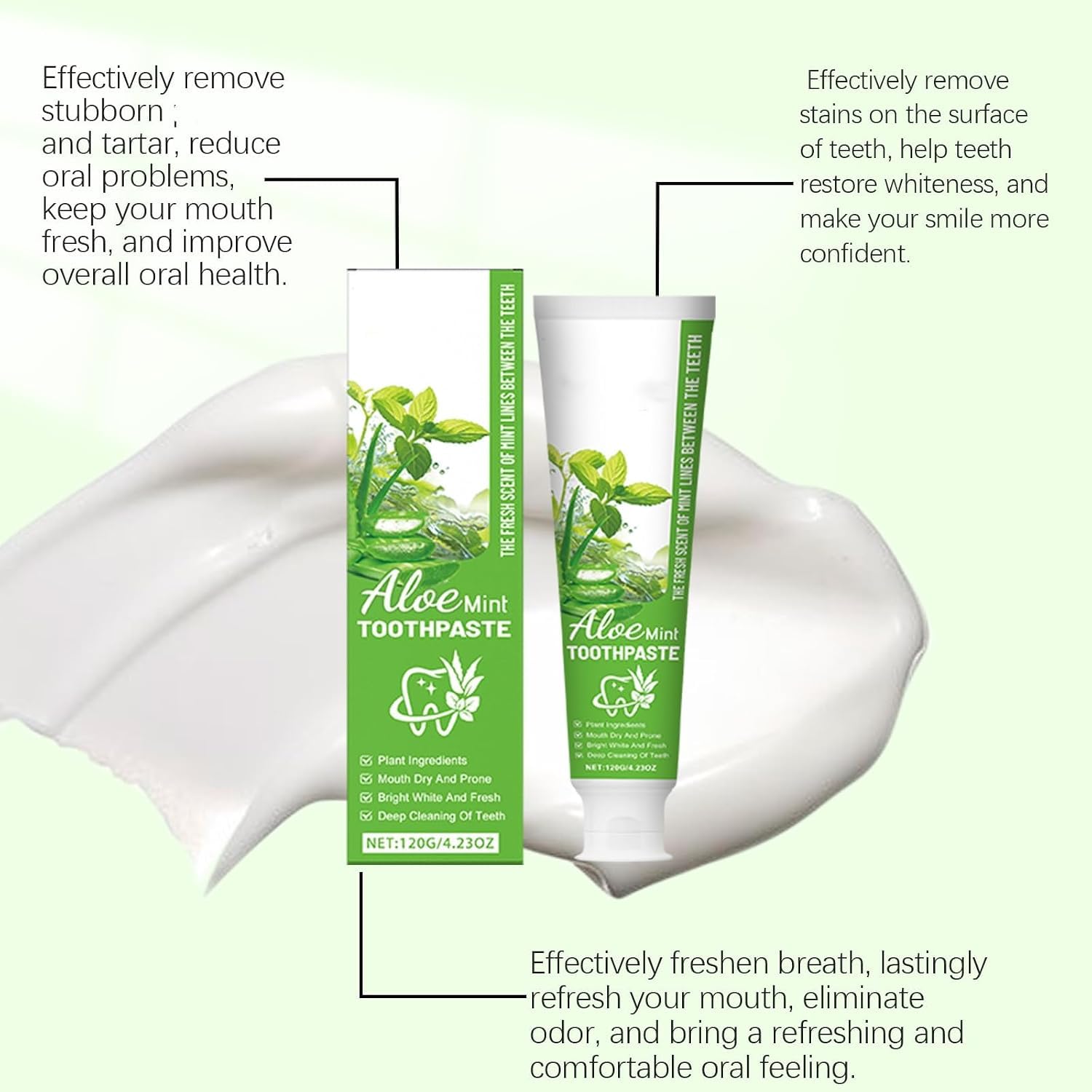 Dentifricio all'Aloe Vera e Menta, cura delicata del cavo orale (3pcs) | Estratto lenitivo di aloe, gusto rinfrescante alla menta, pulizia delicata, favorisce il benessere delle gengive