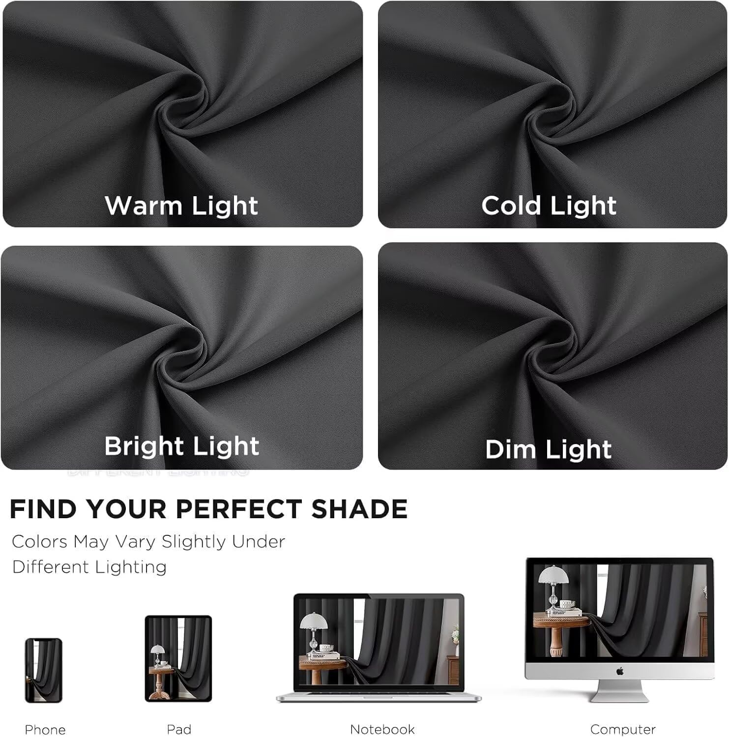 Joydeco Blackout Curtains 95 Inch Length 2 Panels Set, Thermal Insulated Grey Curtains & Drapes 2 Burg, Room Darkening Grommet Drapes for Living Room Bedroom Window (Dark Grey, W52 x L95 Inch) - Image 6