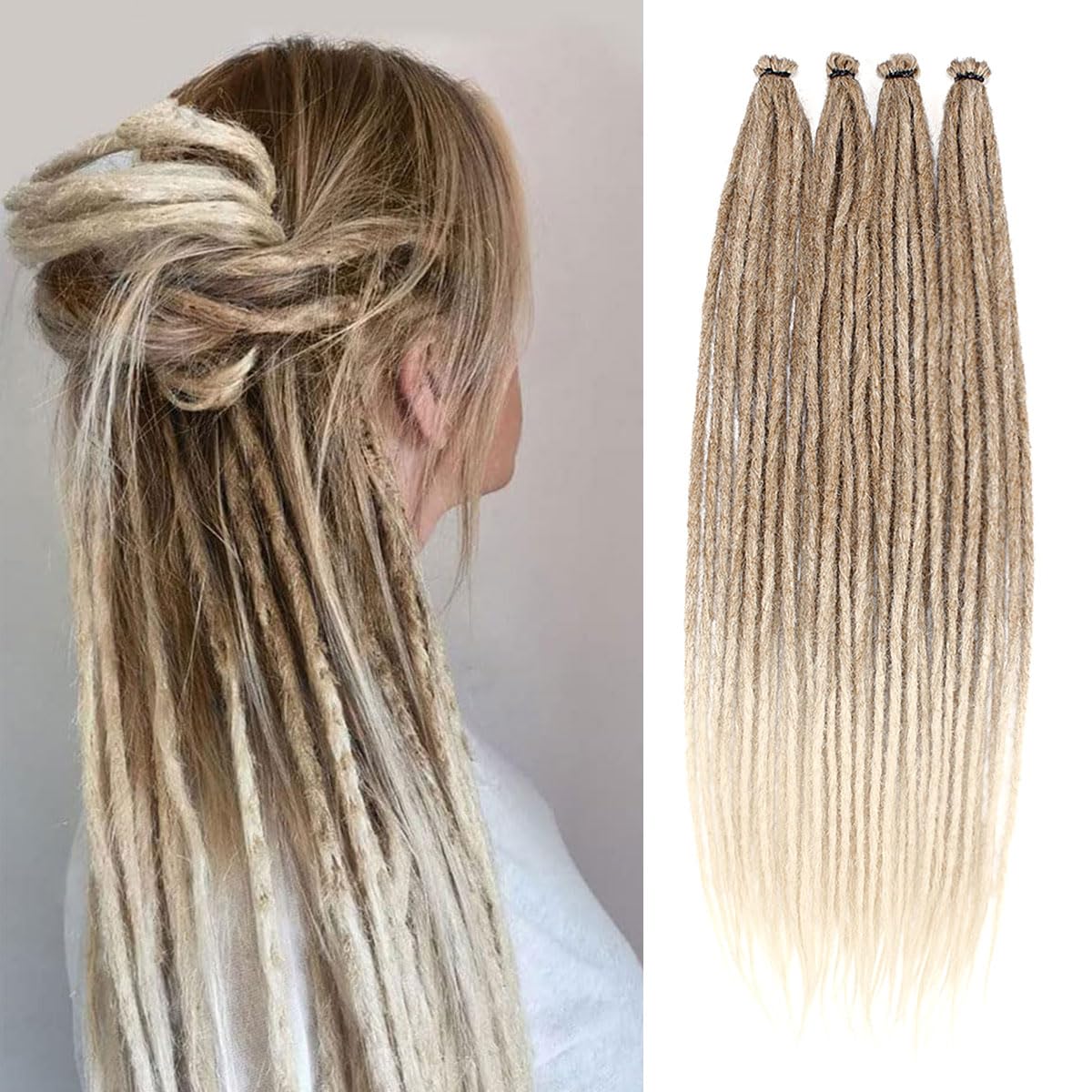 Vecago 24 Inch Dreadlock Hair Extensions, 40 Strands SE Thin 0.6cm Width Dreadlock Extensions, Synthetic Handmade Soft Hippie Style Dreadlocks for