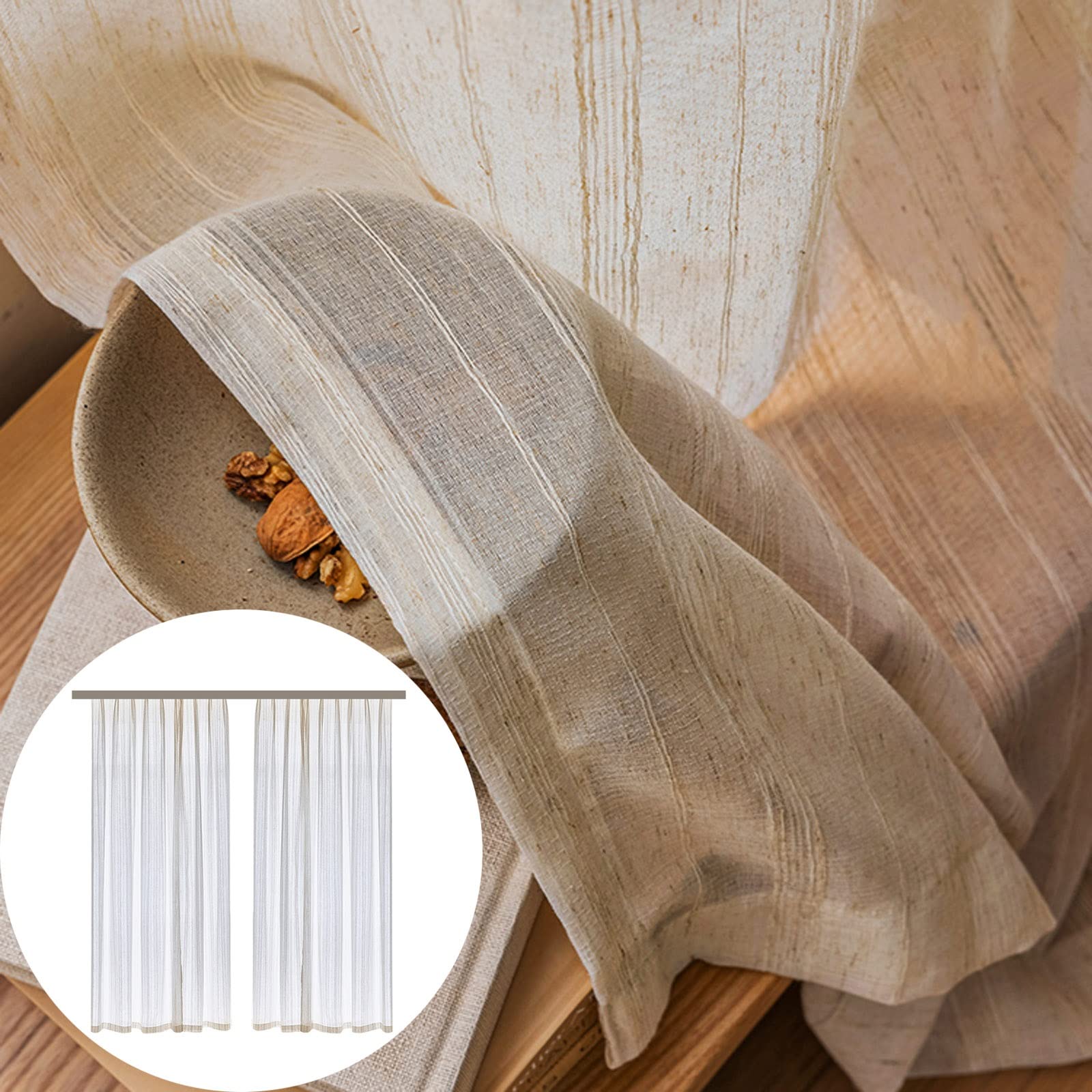 Cantonnière de rideaux de fenêtre en voile transparent haut de gamme LUNEZY