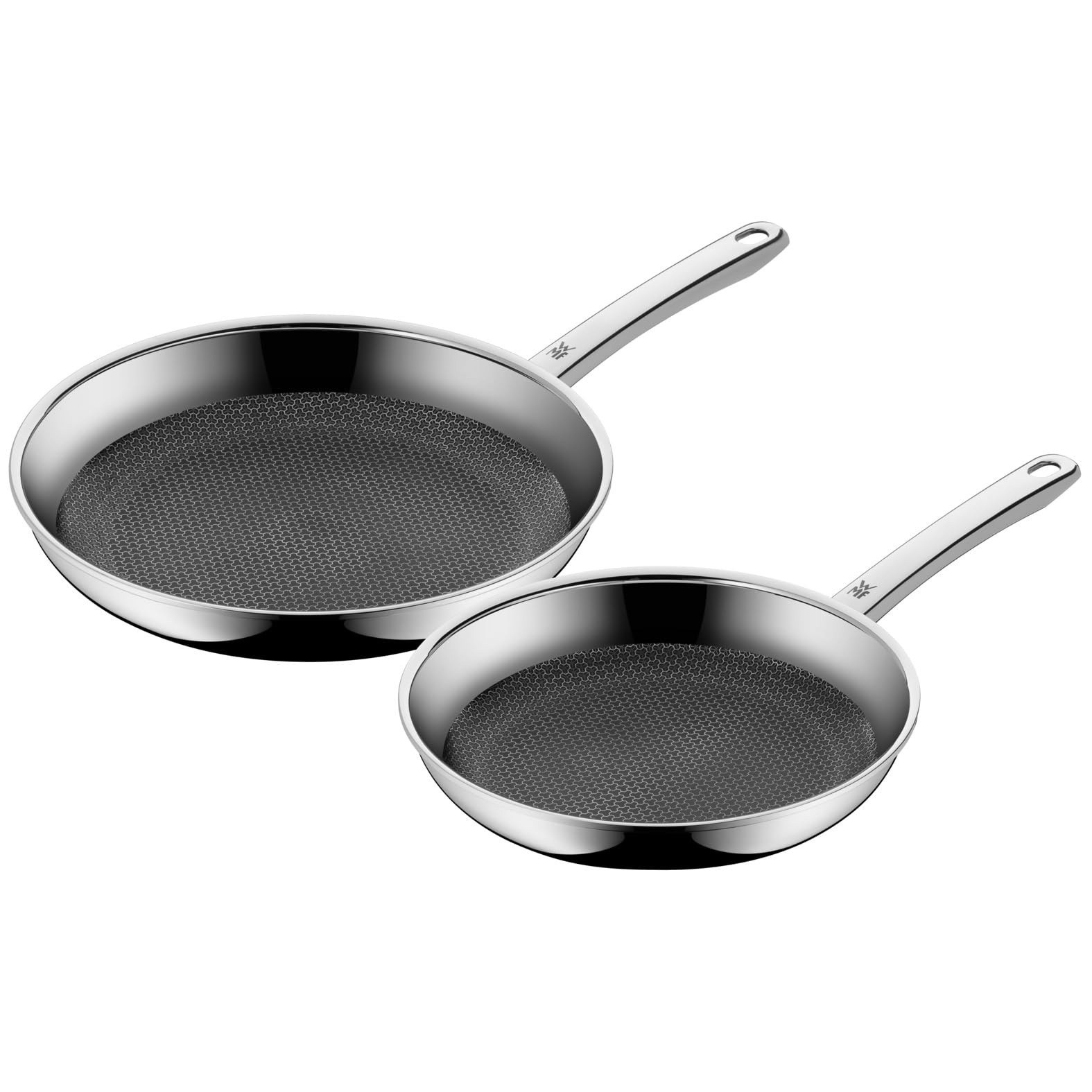 WMF Profi Resist Stielpfannen-Set, 24 und 28 cm, Bratpfanne, Kratzfest, PermaDur Antihaftversiegelung, mehrschichtiger Aufbau, Induktionspfanne, Backofengeeignet, Wärmereduzierende Griffe, Schüttrand