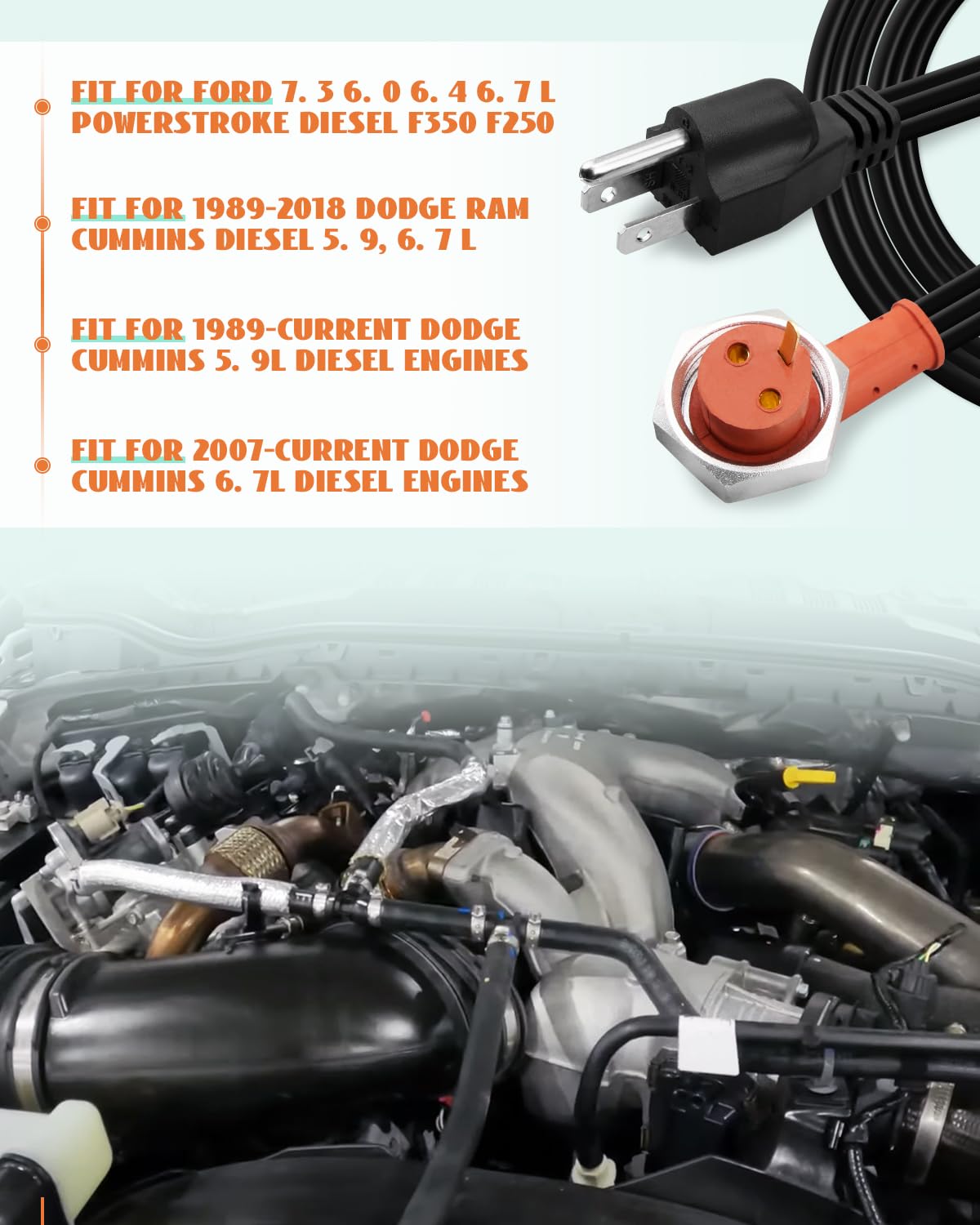 Amazon.com: ANODZU 251919 Engine Block Heater Cord Fit for Dodge