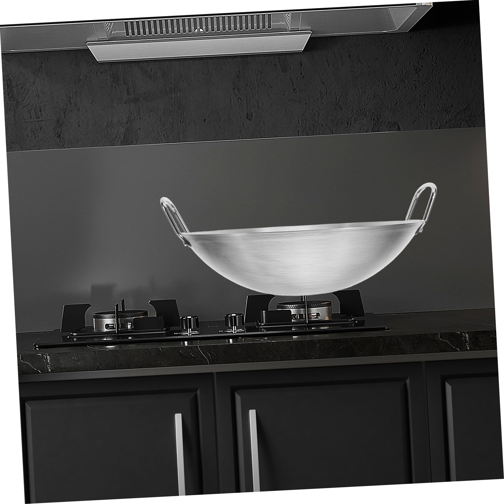 NUOBESTY 28 cm Doppelgriff-Wok-Edelstahl-Wok-Bratpfanne Mit Großer Kapazität Bratpfanne Rundboden-Wok-Mehrzweck-Eintopfpfanne Funktioniert Für Elektrische Gaskochfelder