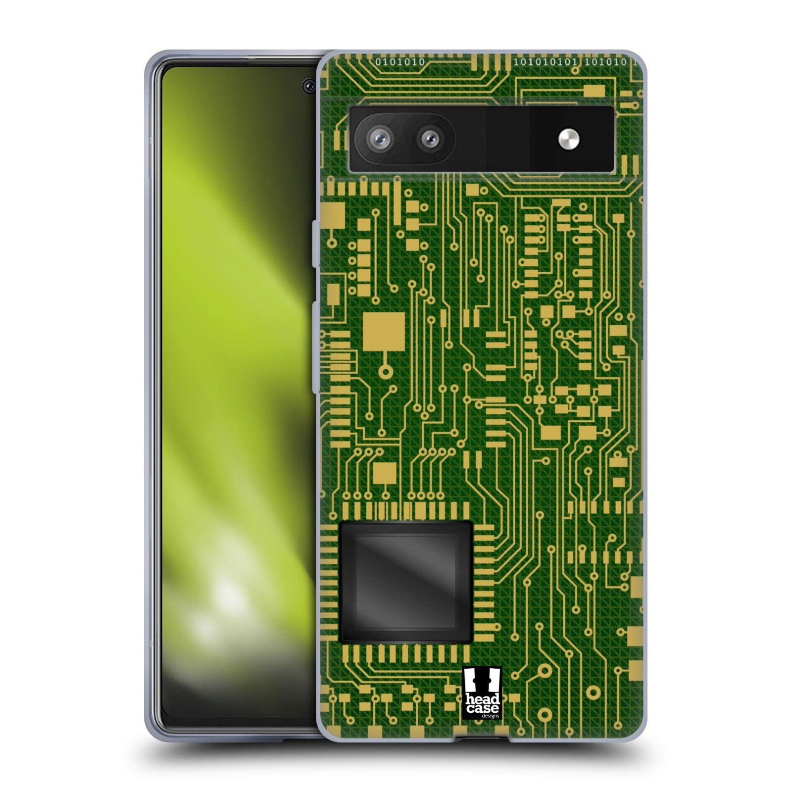 Head Case Designs Dark Green Circuit Boards Soft Gel Case Compatible with Google Pixel 6a