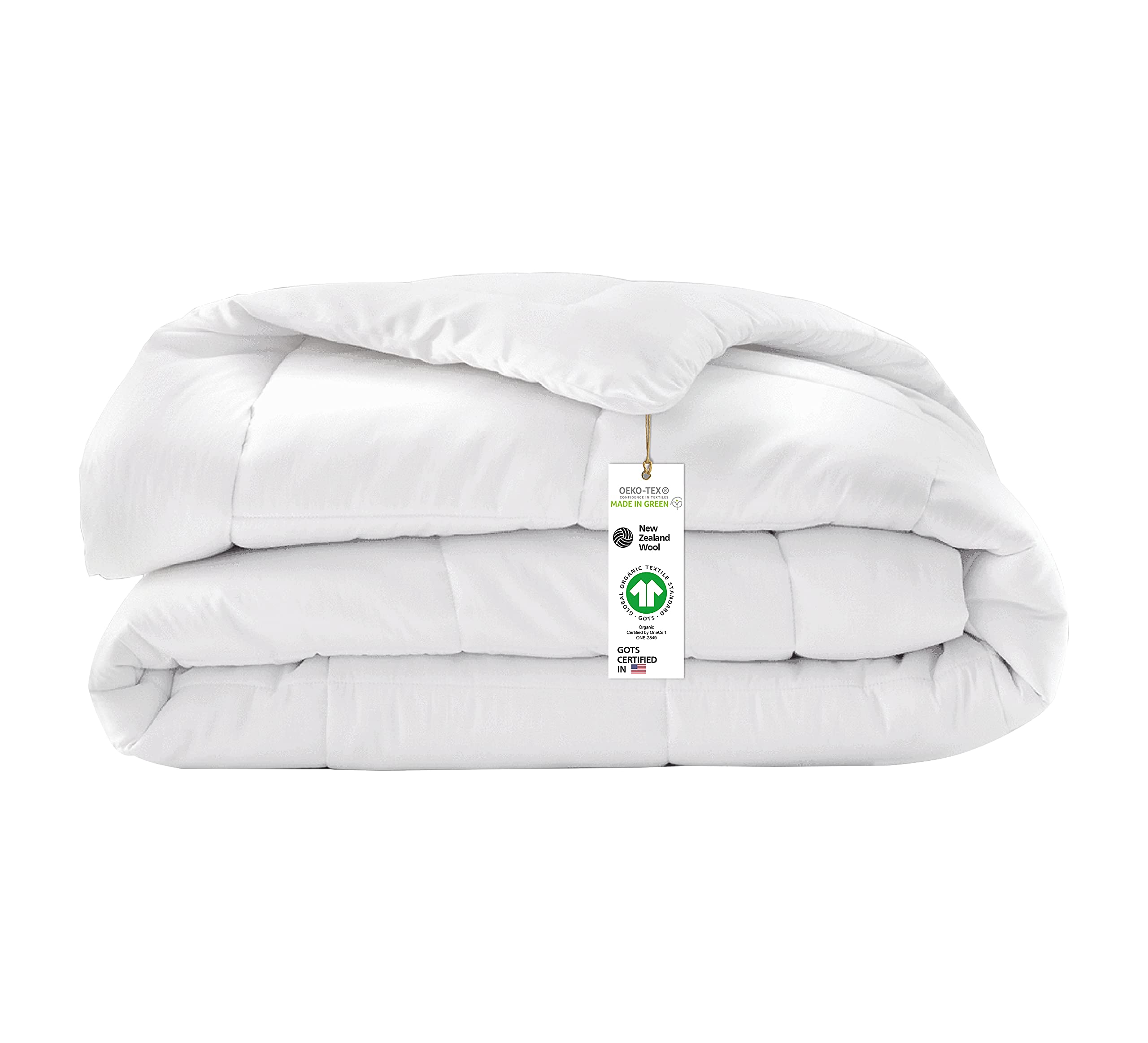 Delara Full/Queen Size Wool Comforter Duvet Insert - Ultra-Soft Certified GOTS Fabric All Season Merino Wool Comforter Hotel Collection Comforter, 300 GSM All Season Warmth