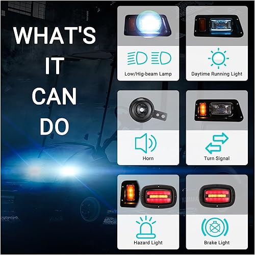 Miniatura 4 de 10L0L Kit de faros delanteros para carrito de golf para Yamaha G14/G16/G19/G22 - Convertidor de voltaje integrado para carros de 12 V-48 V, haz