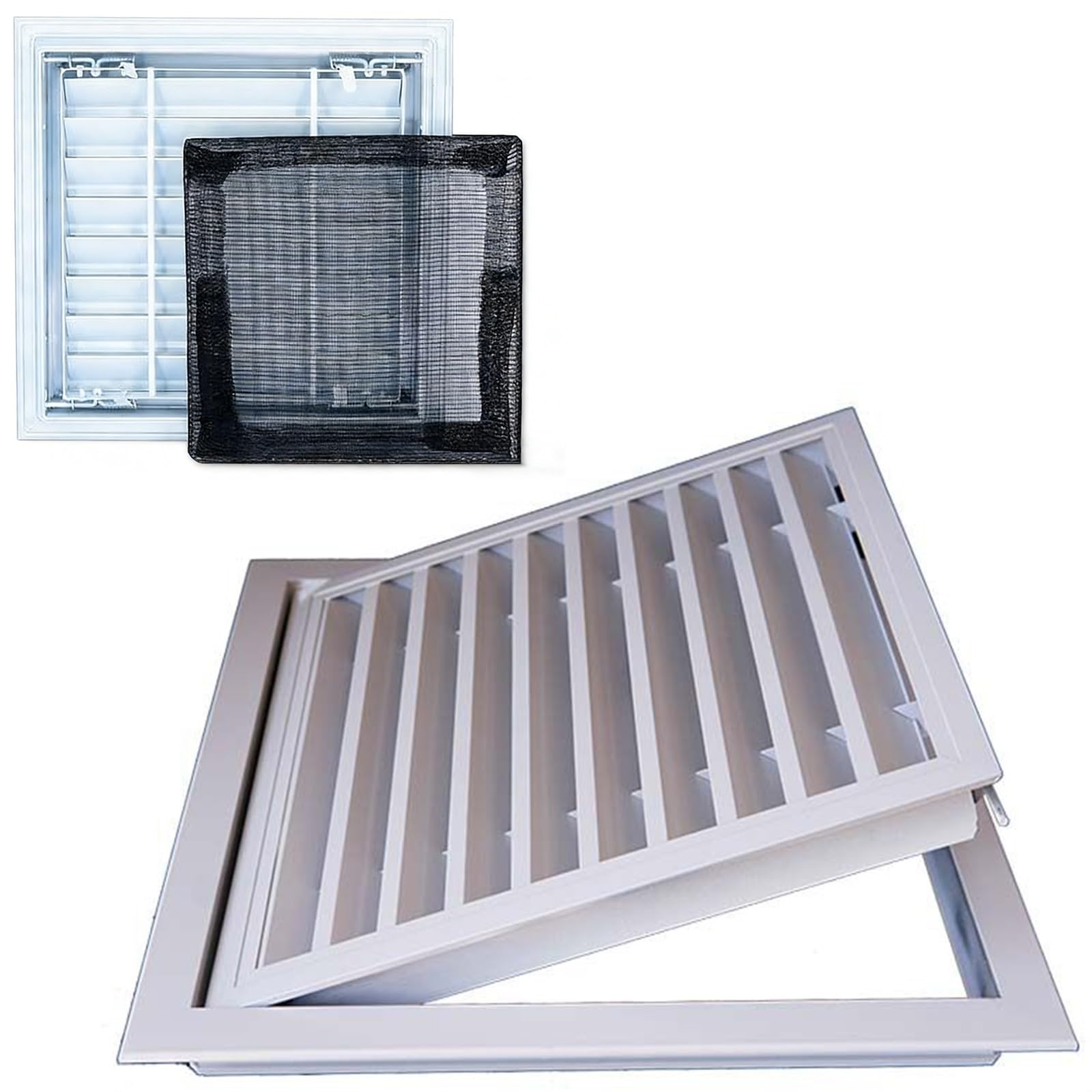 Grille d'aération persienne alu 20 x 20 cm contre l'humidité