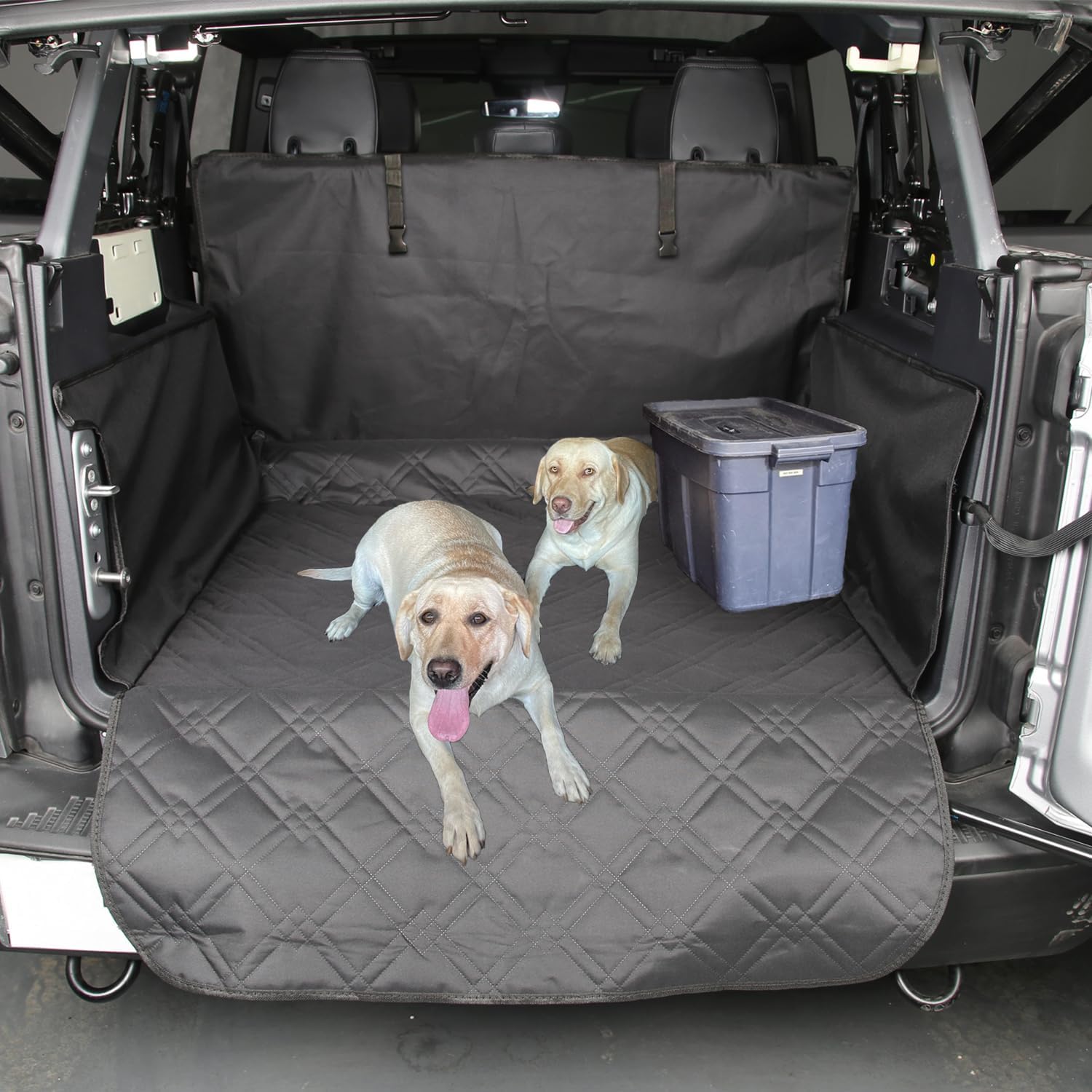 Dog Cargo Liner for Ford Bronco 2021 2022 2023 2024 2025 - Waterproof Anti-Scratch & Anti-Slip Pet Trunk Cover with Side Flaps and Bumper Protector for Ford Bronco 6th Gen 4-Door Accessories