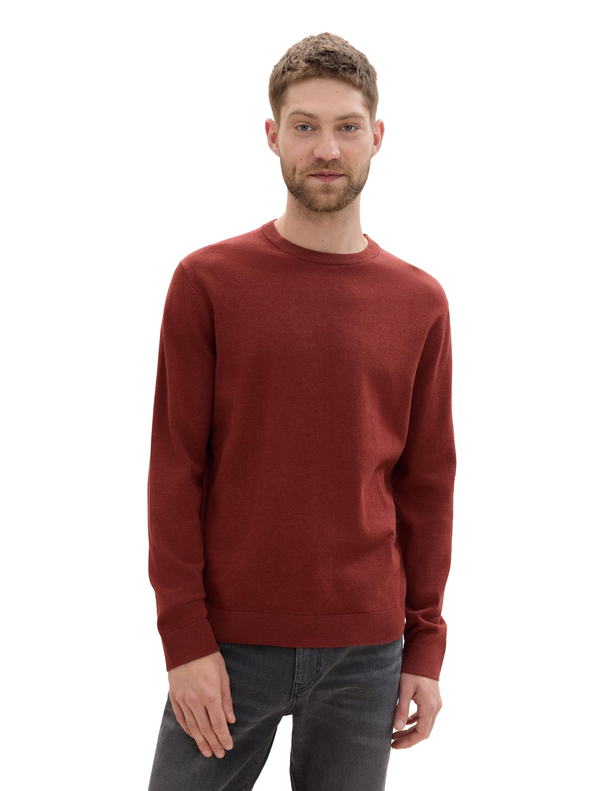TOM TAILOR Herren Basic Strickpullover aus Baumwolle