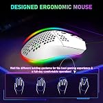 60% RGB Clavier et souris de jeu mécanique,68 Clés, Interrupteurs bleus, Câble de type C amovible,TKL Clavier avec deux capuchons magiques, Léger RGB 12000DPI Souris de jeu en nid d'abeille, coussin de souris (blanc)