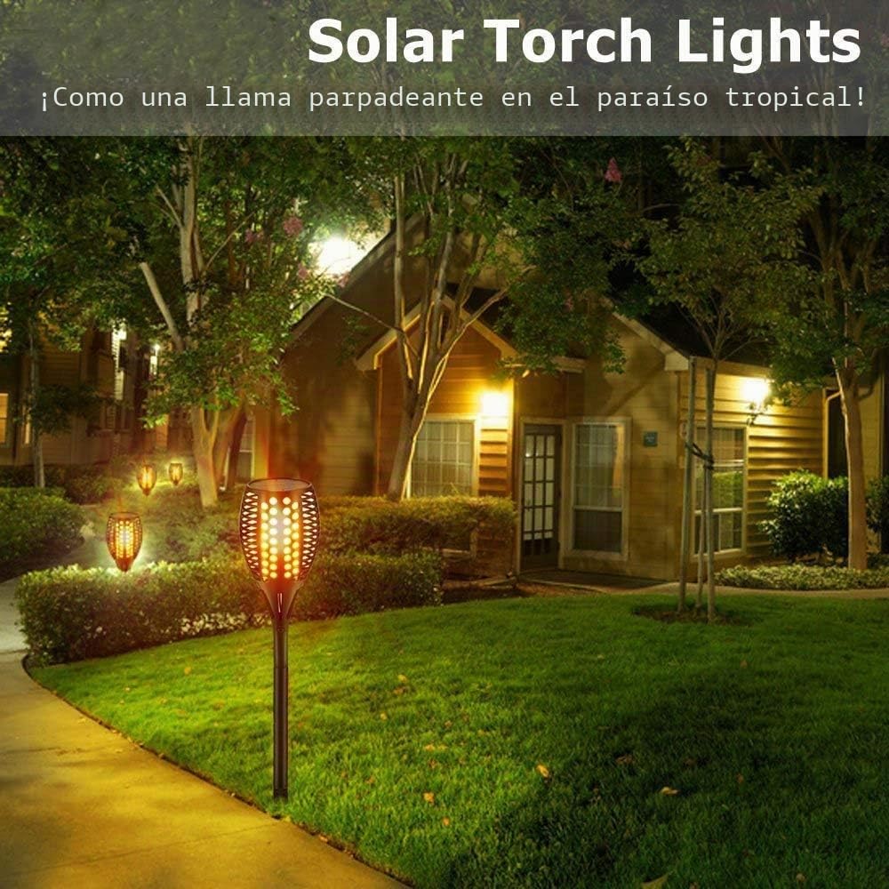 FVTLED Jardín solar, luz solar, 96 LED, encendido y apagado automático hasta el amanecer, (sensor de luz), luz de jardín, lámpara exterior, resistente al agua IP65